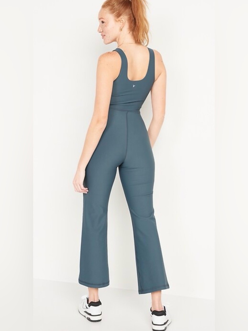 Old Navy Sleeveless PowerSoft Flared Jumpsuit Sz Small Ocean Shale Casual